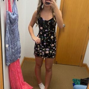 Floral Black Mini Dress